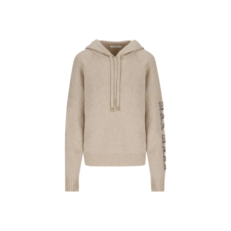 MaxMara Logo Embellished Knit Hoodie-0