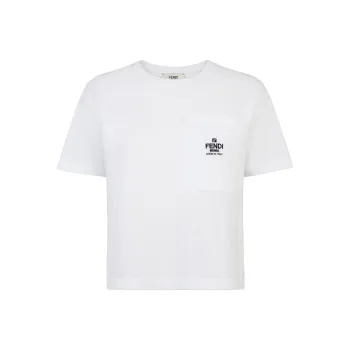 FENDI Logo Embroidered Crewneck T Shirt