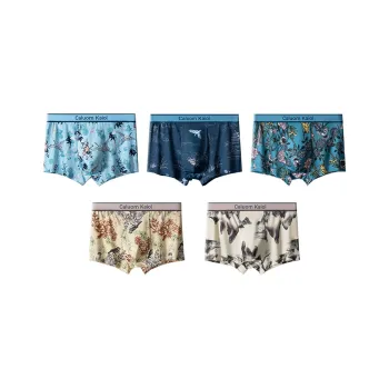 DUINIDESIYU Underpants Men's 5 Pack Chinese Style Print