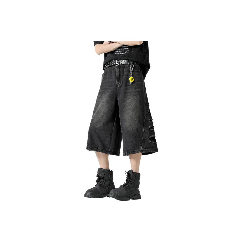TBSM Denim Shorts Unisex Black Gray-0
