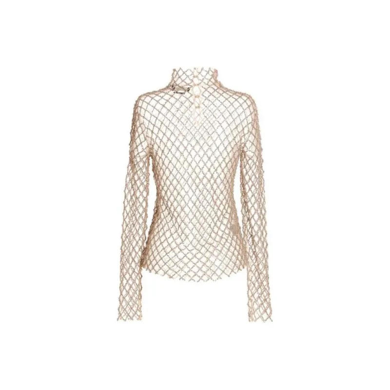 ISABEL MARANT Sheer Crystal embellished Mesh Top-0