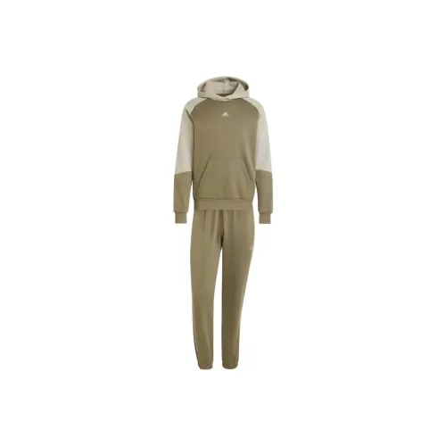 Adidas COLORBLOCK SPORTSWEAR FLEECE COLORBLOCK TRACK SUIT Sweatshirt Set Men's Olive