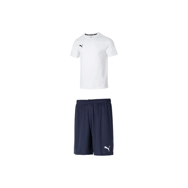 PUMA Casual Sportswear Men Set White Top+Navy Blue Shorts-0
