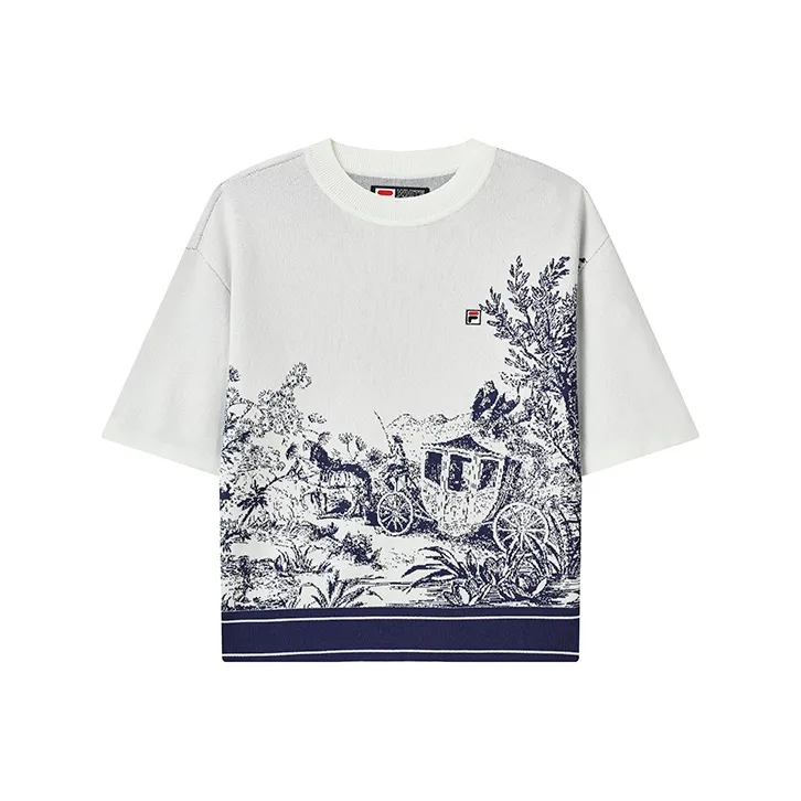 FILA Drop Shoulder Sleeve T Shirt Women's All Over Print 2-0
