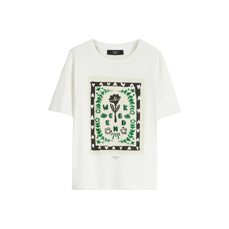 WEEKEND MaxMara Drop Shoulder Sleeve T Shirt Women's White-0
