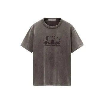 Alexander Wang Distressed Skyline Logo Graphic Tee Washed Charcoal