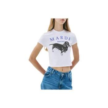 MARDI MERCREDI Crop Tops Women's White/Purple