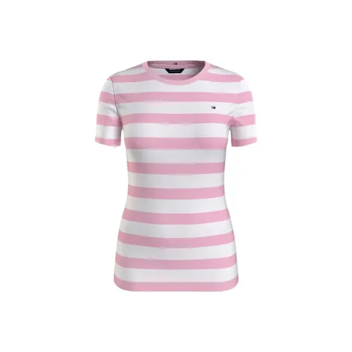 Tommy Hilfiger FW23 FavoriteCrewneckStripeT-ShirtT-Shirts T-Shirt Women's Pink