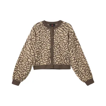 JORDAN Women'ss Flight Jacquard Knit Cardigan Asia Sizing Palomino Cement