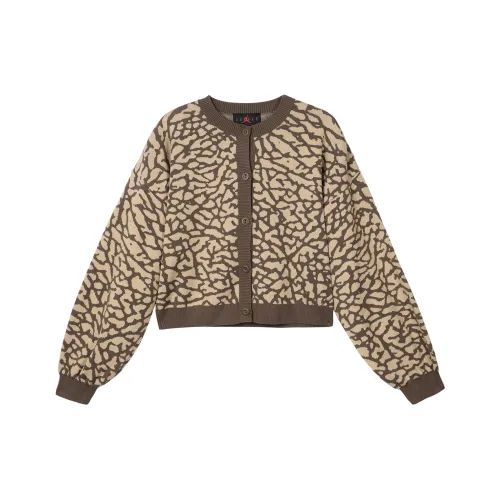 JORDAN Women'ss Flight Jacquard Knit Cardigan Asia Sizing Palomino Cement