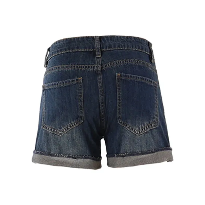 Kazakhstan Denim Shorts Women's Vintage Blue-1