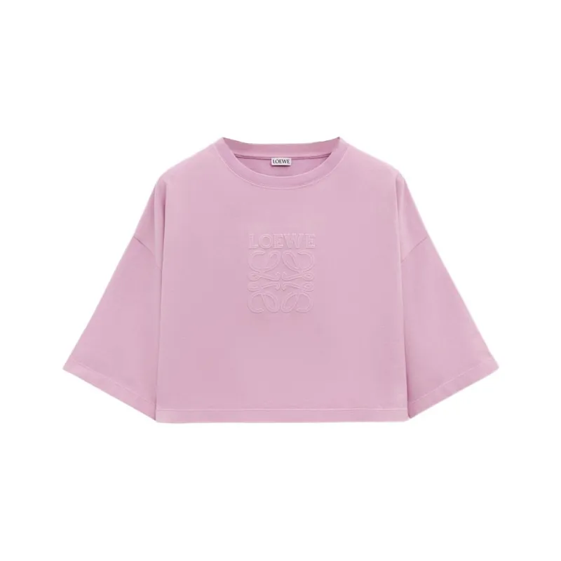 LOEWE Logo Embroidered Cropped T Shirt-0