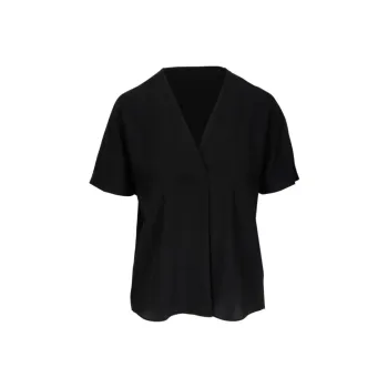 VINCE V-neck Pleat-detailing Blouse