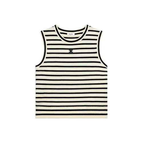 CELINE Triomphe Sleeevess Marinière Sweater In Wool