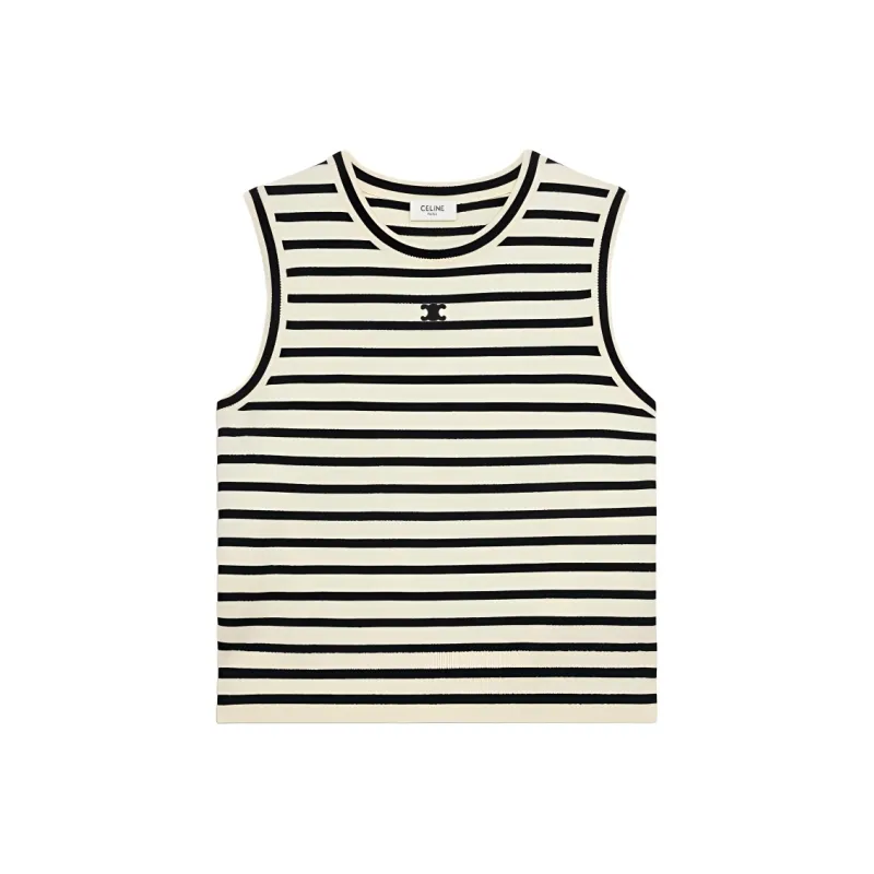 CELINE Triomphe Sleeevess Marinière Sweater In Wool-0