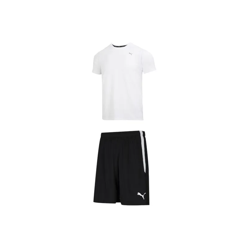 PUMA Casual Sportswear Men Clothing Set White T Shirt+Black Shorts-0