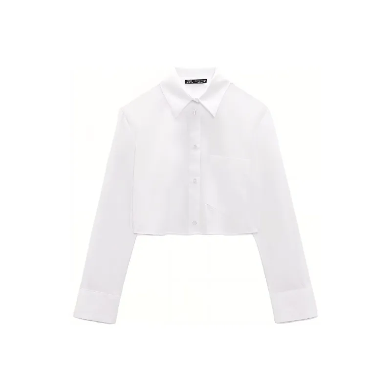 ZARA Crop Tops Women's White-0