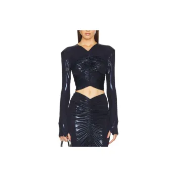 NORMA KAMALI Crop Tops Women's Dark Blue