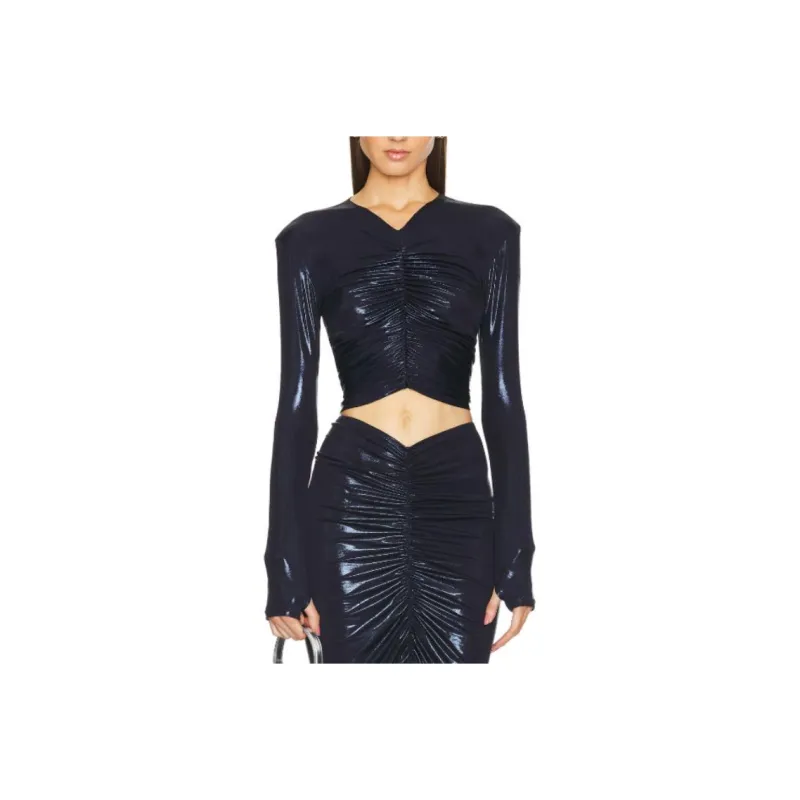 NORMA KAMALI Crop Tops Women's Dark Blue-0