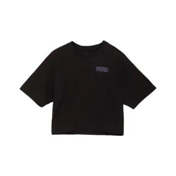 PUMA Ess Logo Drop Shoulder Sleeve T Shirt Women's Black