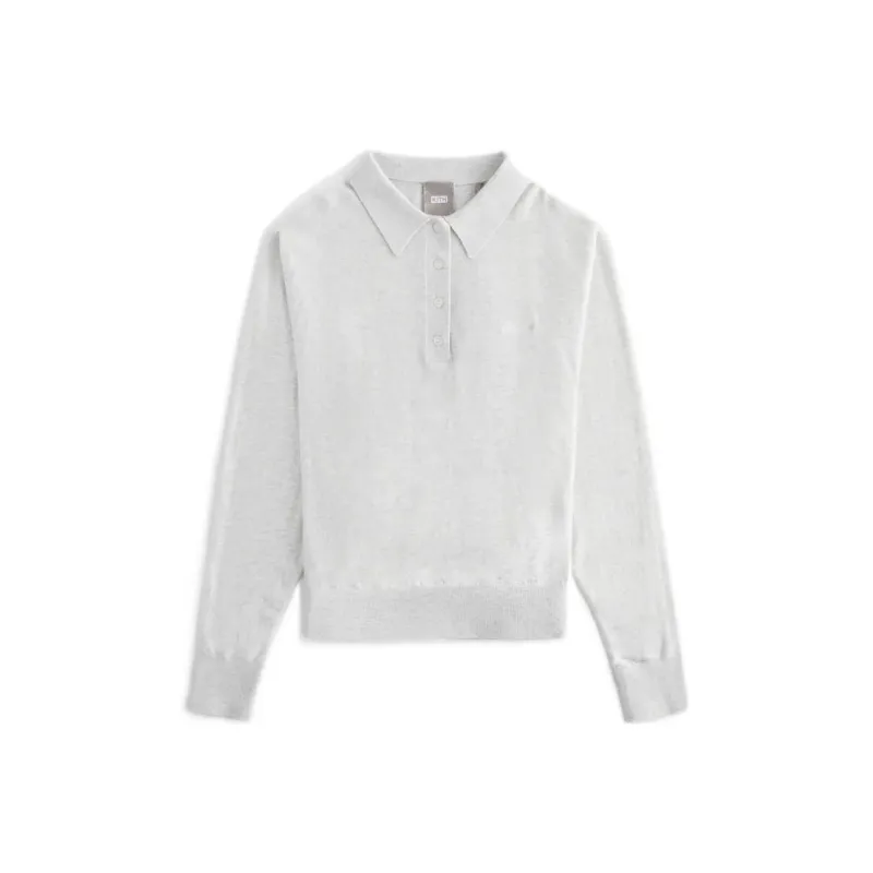 KITH Women's Logan Polo Knit Sweater 'Light Heather Grey'-0