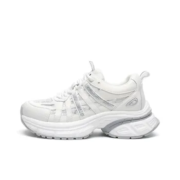 JOSINY Breathable Lightweight Height Increasing Low Top Chunky Sneakers Women's Ecru