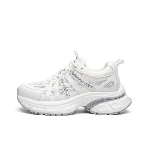 JOSINY Breathable Lightweight Height Increasing Low Top Chunky Sneakers Women's Ecru