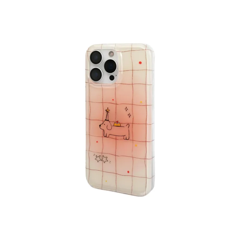 Sopi Acrylic Material Blended Plaid Maltese Phone Cases Compatible With IPhone 16/15 Pro Max/Apple 13/14 Pro/Max-7