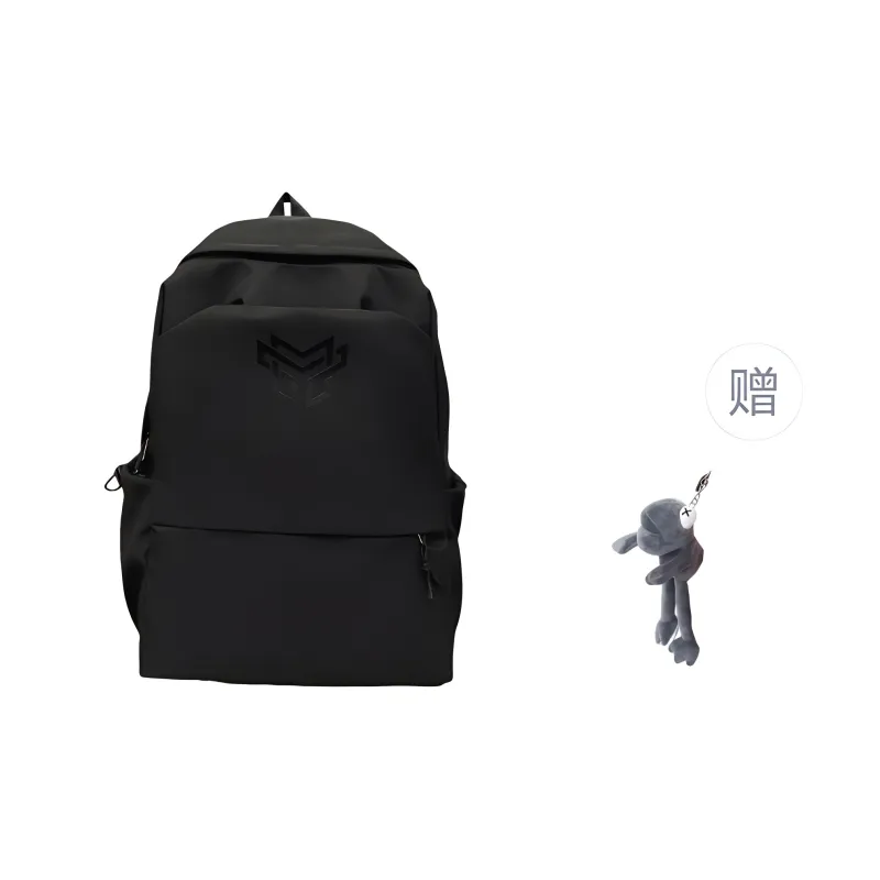 URBAN FOREST Nylon Backpack Unisex Black With White Logo/Black Logo/White/Gray/Blue-3
