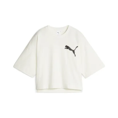 PUMA x Swarovski Drop Shoulder Sleeve T-Shirt Women's White