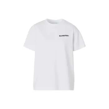 Burberry Women's Embroidered Logo Cotton T Shirt White