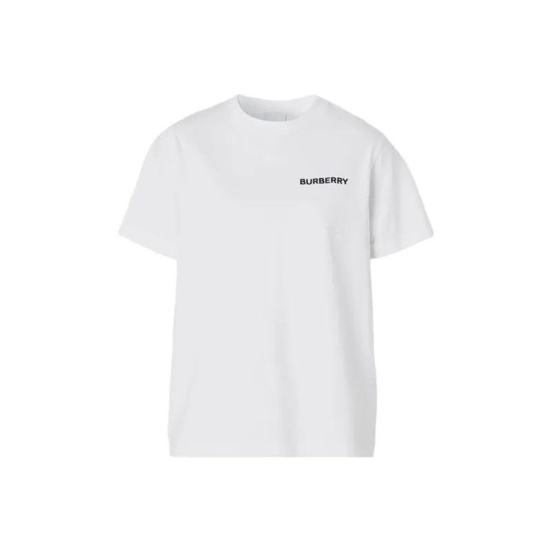 Burberry Women's Embroidered Logo Cotton T Shirt White-0