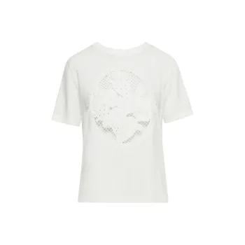 Oscar De La Renta Cactus Eyelet Guipure Cotton T-shirt