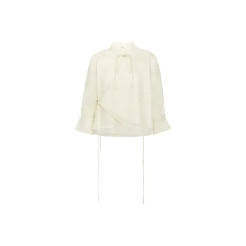 MEIYANG Crop Tops Women's Ecru
