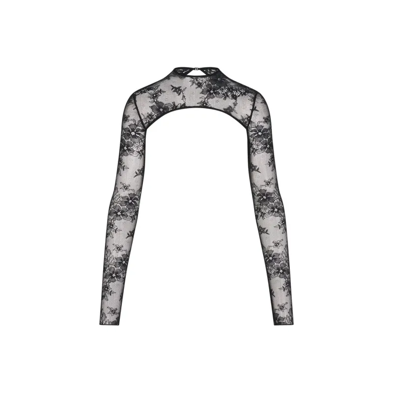 SKIMS ULTRA FINE LACE SHRUG Crop Tops Women's ONYX/Onyx-0