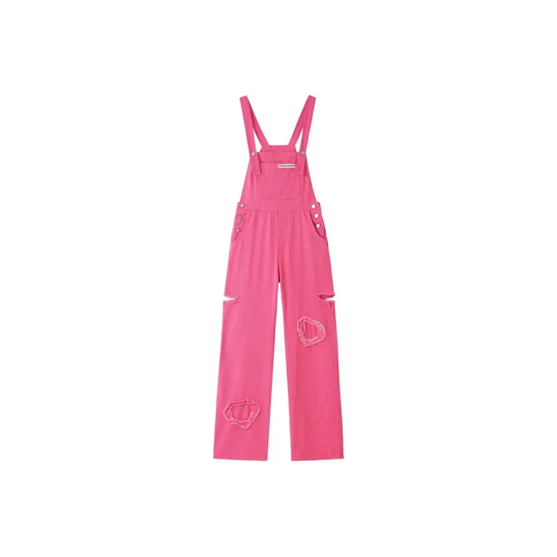 Mu Xiao Xin Overalls Women's Pink-2