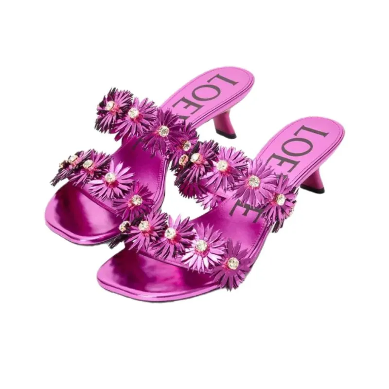 LOEWE Petal Rubber Sole Slip Resistant Slide Slippers 4.5cm Women's Pink-1