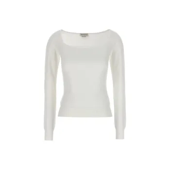 Alexander McQueen Long Sleeved Square Neck Knitted Top