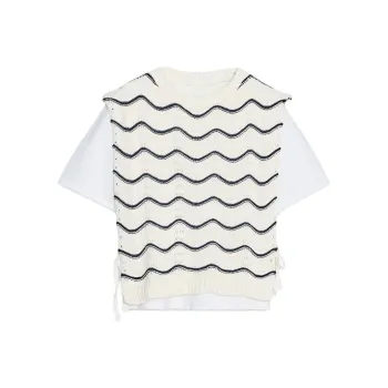 ZARA T Shirt Women's Nude/Sea Blue