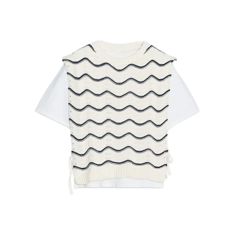 ZARA T Shirt Women's Nude/Sea Blue-0
