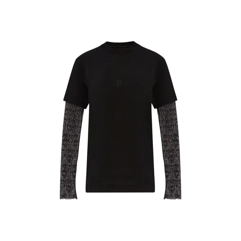 Givenchy Lace Sleeves Crewneck T Shirt-0