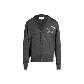 Maison Margiela Logo Motif Embroidered Buttoned Cardigan