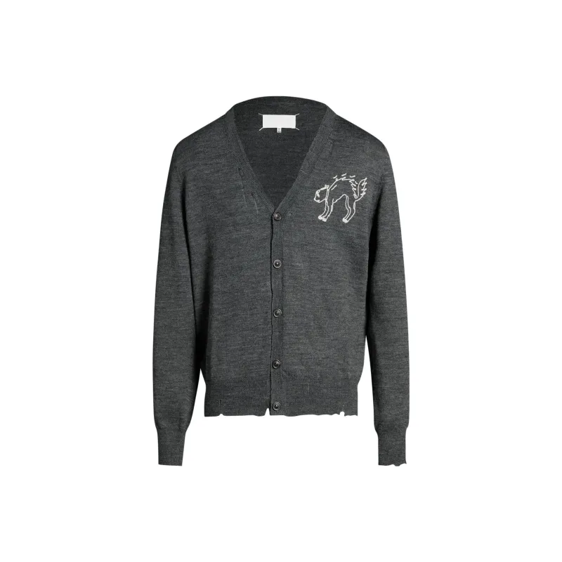 Maison Margiela Logo Motif Embroidered Buttoned Cardigan-0