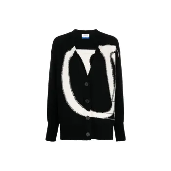 OFF WHITE Logo Detailed V Neck Cardigan