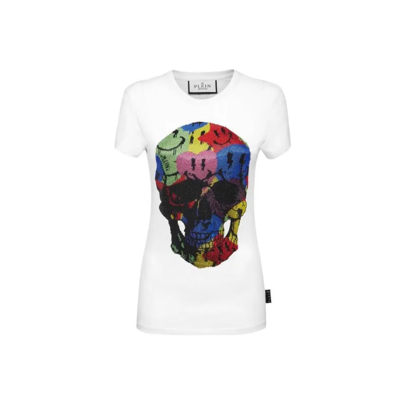 PHILIPP PLEIN Skull print Rhinestones embellishment T shirt-0