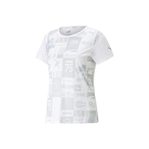 PUMA RUN FAVORITE AOP T-Shirt Women's White