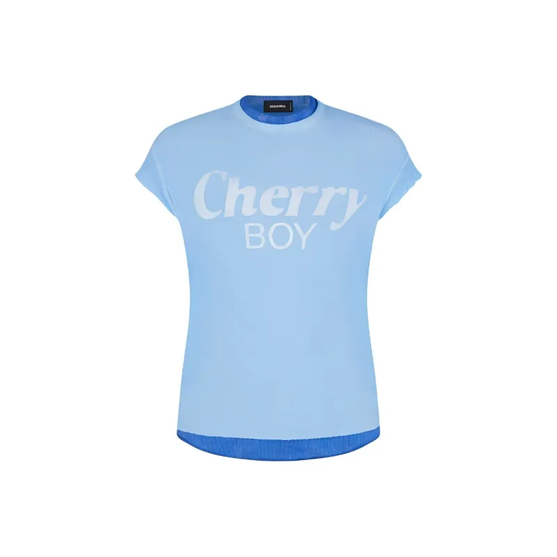 DSQUARED2 Slogan-print Layered Ribbed T-shirt-0