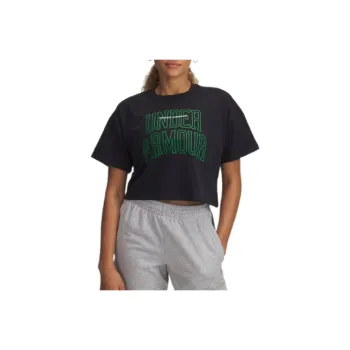 Under Armour Varsity Drop Shoulder Sleeve T Shirt Women's Black
