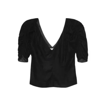 FRAME Puff Sleeve T Shirt Women's Black
