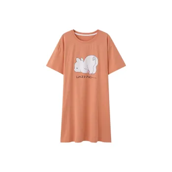FENTENGCARE Nightgown Women's Orange Red